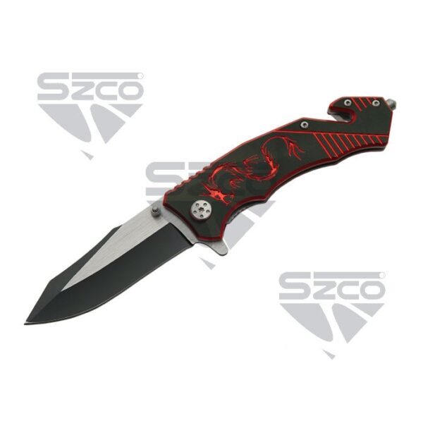 4.5''Red Dragon Rescue Liner Lock Knife